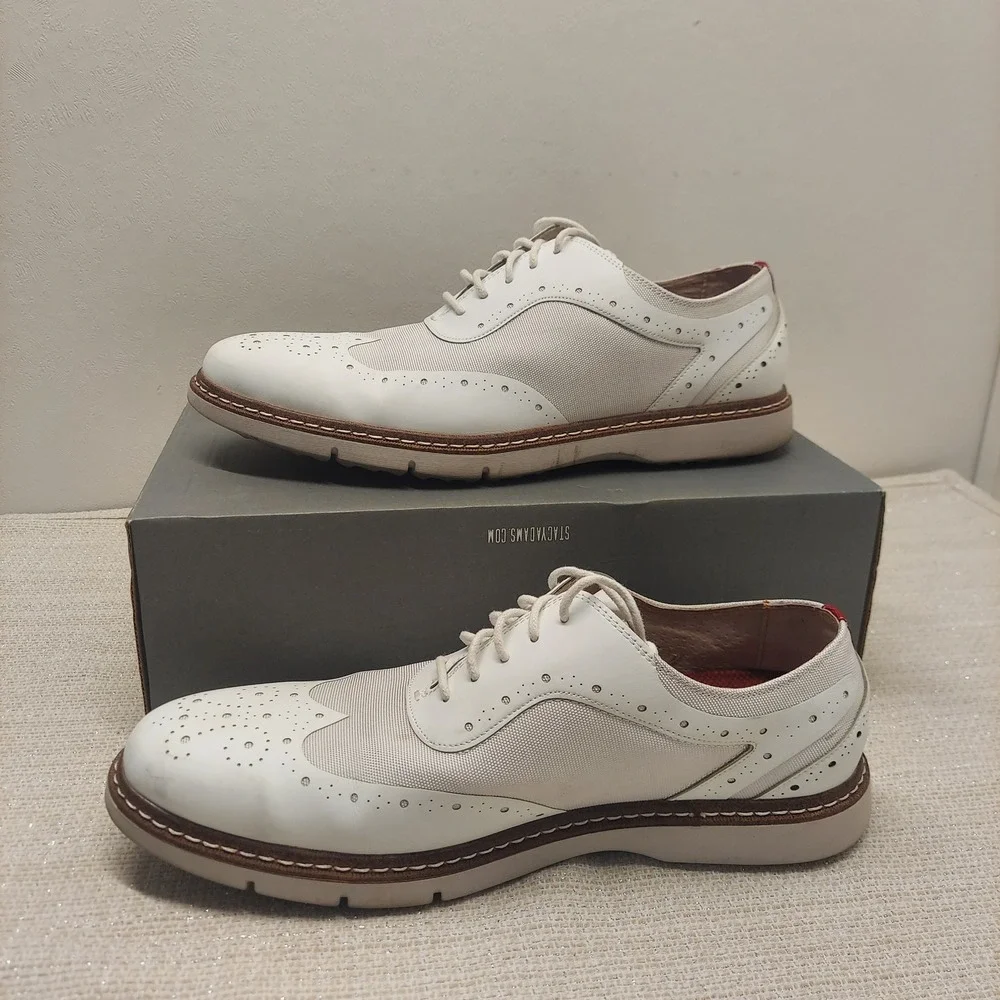 Stacy Adams Summit Mens 10 M White Wingtip Oxford Dress Shoes SA25434-100